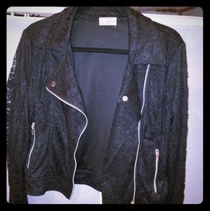 Black Lace dressy jacket w zipper M L